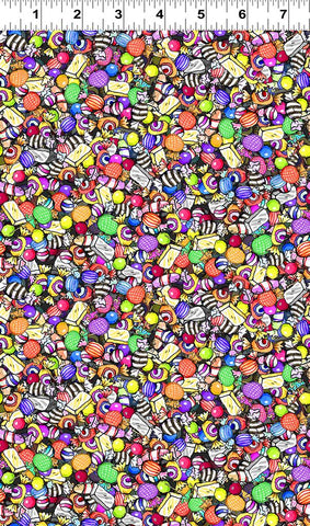 Clothworks Halloween Parade Y4113 55 Digital Packed Candy Multi Color By The Yard