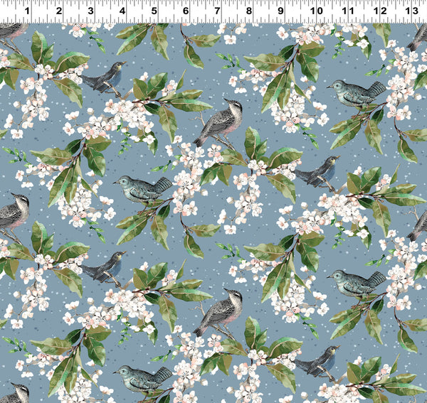 Clothworks Elysium - Digital Y4189 88 Birds Denim By The Yard