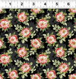 Clothworks Elysium - Y4191 3 Tossed Roses Black By The Yard