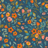 Clothworks - Stephanie Y4226 105 Floral Dark Teal By The Yard