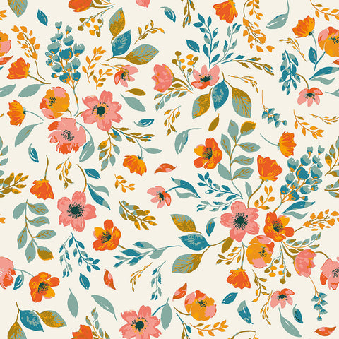 Clothworks  - Stephanie Y4226 57 Floral Cream By The Yard