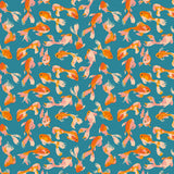 Clothworks - Stephanie Y4227 104 Goldfish Teal By The Yard