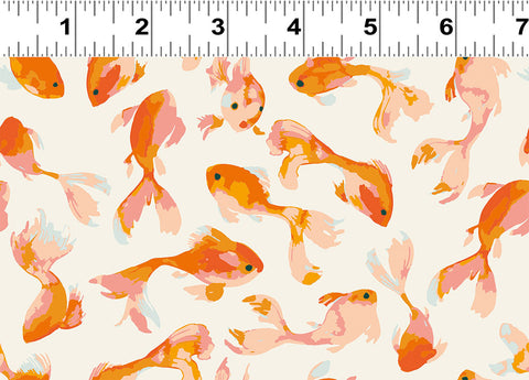 Clothworks - Stephanie Y4227 57 Goldfish Cream By The Yard