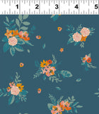 Clothworks - Stephanie Y4228 105 Bouquets Dark Teal By The Yard