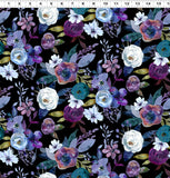 Clothworks Digital - Midnight Dreams Y4232 3 Garden Black By The Yard