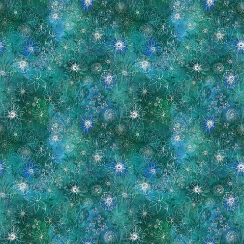 Clothworks Digital - Midnight Dreams Y4235 104 Meadow Teal By The Yard