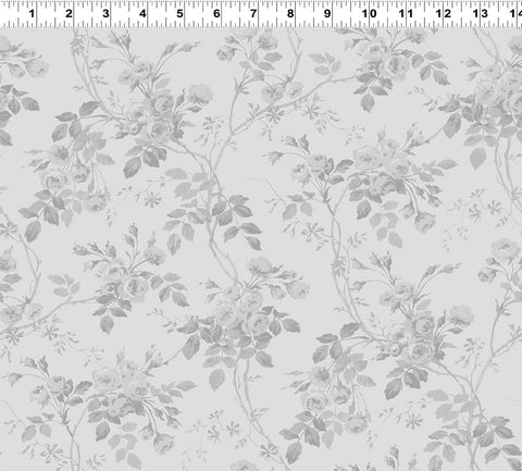 Clothworks - Audrey Y4305 5 Light Gray Rose Vine By The Yard