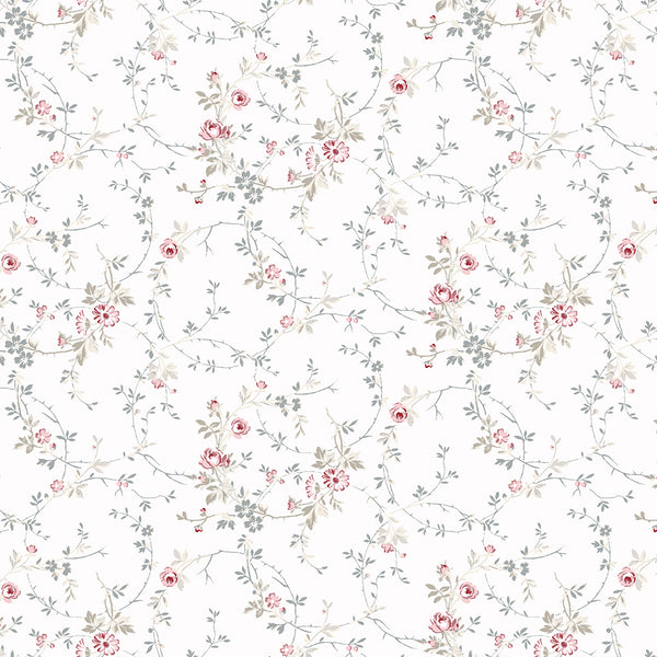 Clothworks - Audrey Y4306 1 White Dainty Vine By The Yard