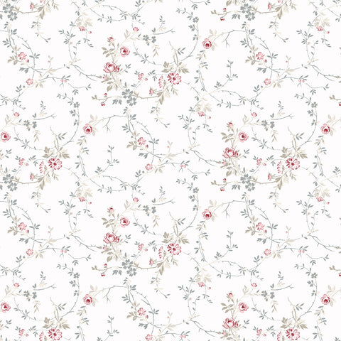 Clothworks - Audrey Y4306 1 White Dainty Vine By The Yard