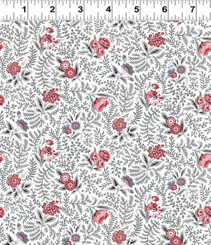 Clothworks - Audrey Y4307 1 White Packed Floral By The Yard