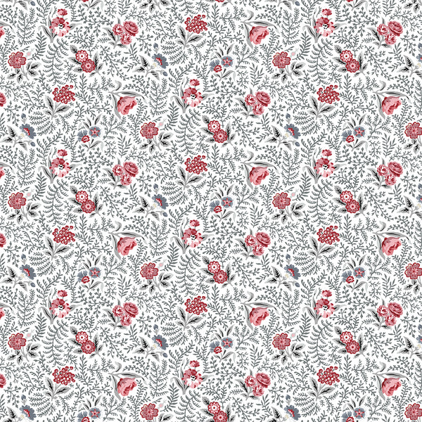 Clothworks - Audrey Y4307 1 White Packed Floral By The Yard