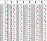 Clothworks - Audrey Y4308 5 Light Gray Rose Stripe By The Yard