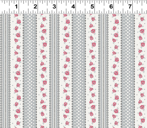 Clothworks - Audrey Y4308 5 Light Gray Rose Stripe By The Yard