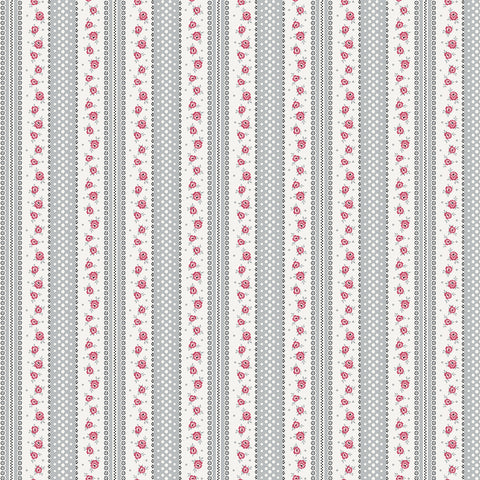 Clothworks - Audrey Y4308 5 Light Gray Rose Stripe By The Yard