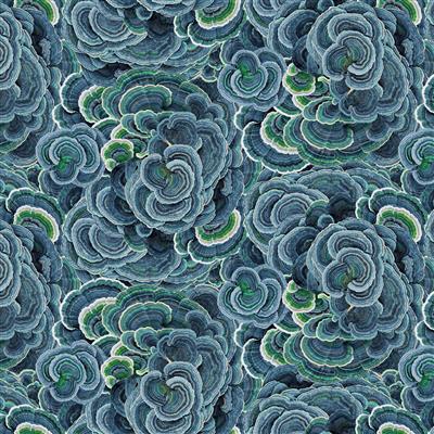 Clothworks Nature Study Y4856 88 Denim Turkey Tail By The Yard