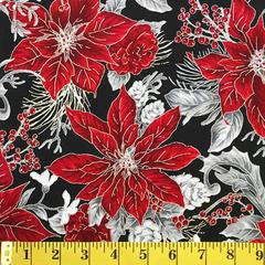 Jordan Fabrics flor de Navidad metálica 10001 2 ramo de flor de Pascua negro/plateado cortado a medida