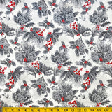 Jordan Fabrics Metallic Christmas Blossom 10002 5 Ivory/Silver Pine Berry By The Yard
