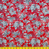 Jordan Fabrics Metallic Christmas Blossom 10002 7 Crimson/Silver Pine Berry By The Yard