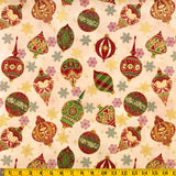 Jordan Fabrics Metallic Christmas Blossom 10004 4 Cream/Gold Heirloom Ornaments By The Yard