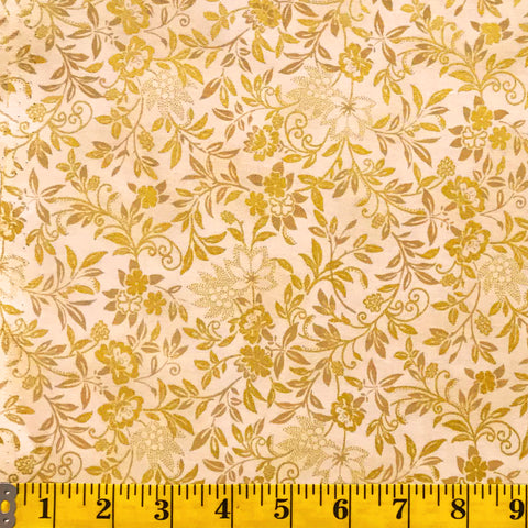Jordan Fabrics metallische Weihnachtsblüte 10006 4 goldene, elegante Ranken pro Meter