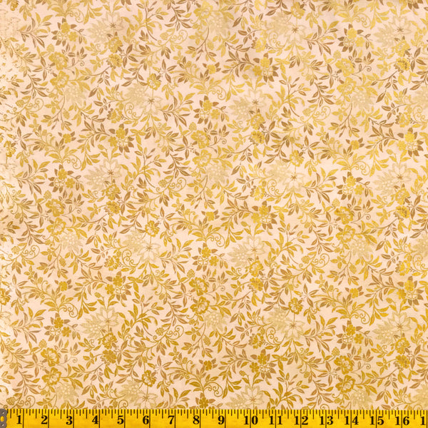 Jordan Fabrics Metallic Christmas Blossom 10006 4 Golden Elegant Vines