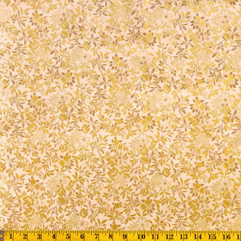 Jordan Fabrics metallische Weihnachtsblüte 10006 4 goldene, elegante Ranken pro Meter