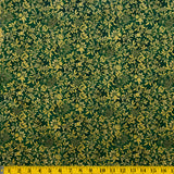 Jordan Fabrics Metallic Christmas Blossom 10006 8 Green/Gold Elegant Vines By The Yard