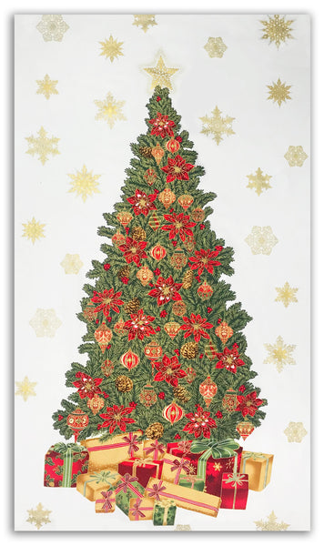 Jordan Fabrics Metallic Christmas Blossom 10007P 4 Cream/Gold Holiday Tree 23" PANEL By The PANEL (Not Strictly By The Yard)