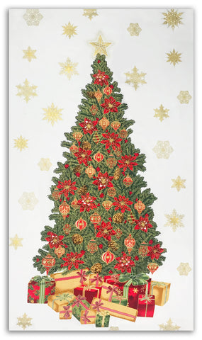 Jordan Fabrics fleur de Noël métallique 10007p 4 arbre de Noël crème/or panneau 23" par le panneau (pas strictement par cour)