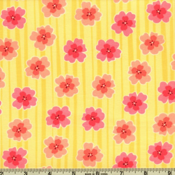 Contempo Full Bloom 10294 30 Yellow Floral Stripe By The Yard