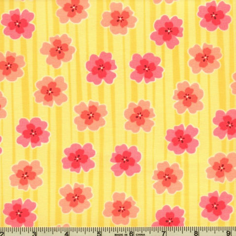 Contempo Full Bloom 10294 30 gelbe Blumenstreifen, Meterware