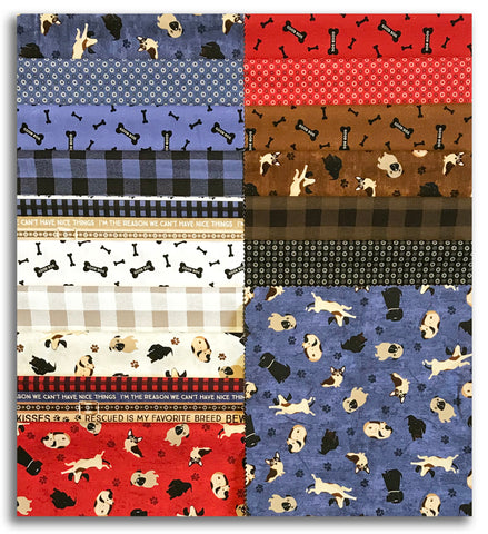 Clothworks Pre-Cut 42 Piece 10" Layer Cake Squares - A Dog's Life