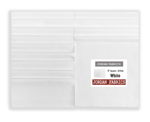 Jordan Fabrics Solids Pre-Cut 40 Piece 10" Layer Cake Squares - White