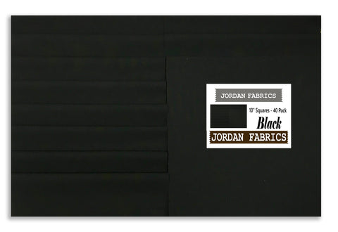 Jordan Fabrics Solids Pre-Cut 40 Piece 10" Layer Cake Squares - Black