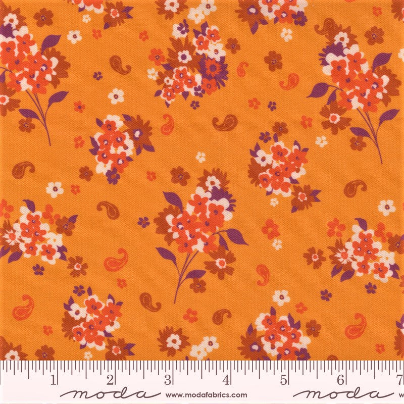 Floral Fabric By Yard CLEARANCE Orange Yellow Pink Green Paisley White  Cotton #C