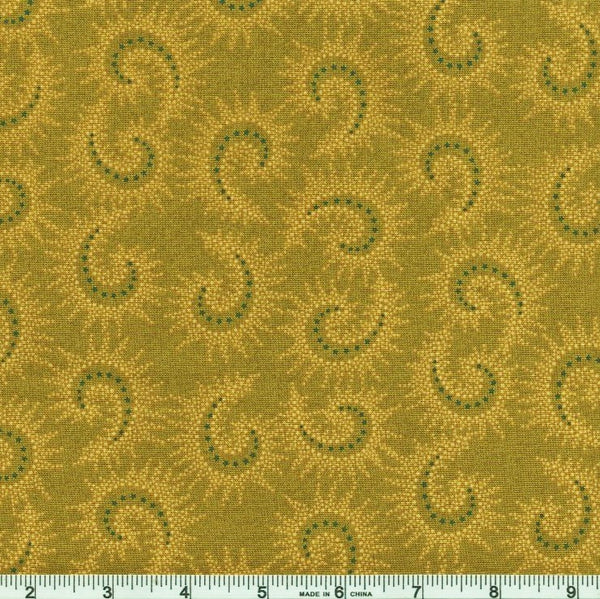 Henry Glass & Co. Sage & Sea Glass 1547 66 Green Starburst Paisley By The Yard