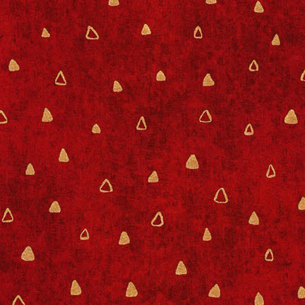 Kaufman Metallic Gustav Klimt 17182 3 Red Tossed Triangles By The Yard