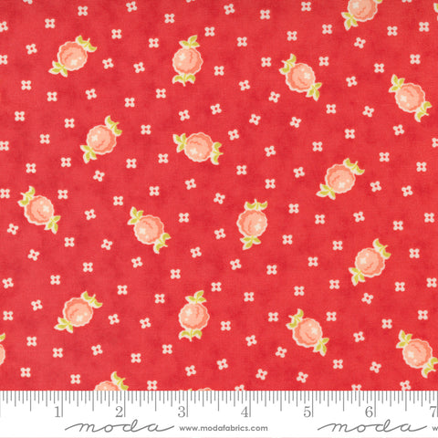 Moda Stitched 20431 14 Persimmon Raspberry Floral By The Yard