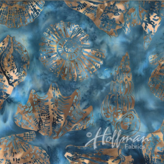 Hoffman Bali Batik 2102 464 Seashell Party On Pool Blue by the yard