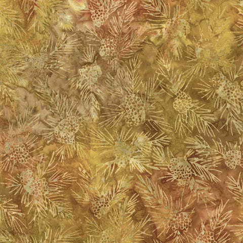 Kaufman Artisan Batiks Autumn Trails 21070 142 Amber Pinecone Boughs 1.5 YARDS