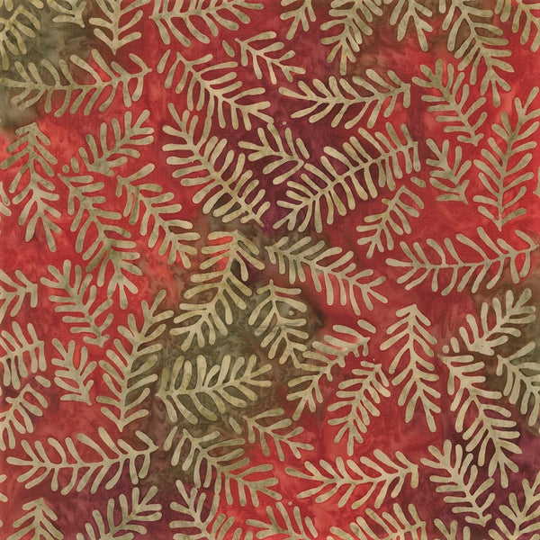 Kaufman Artisan Batiks Autumn Trails 21074 92 Terracotta Frond Leaf 2 YARDS