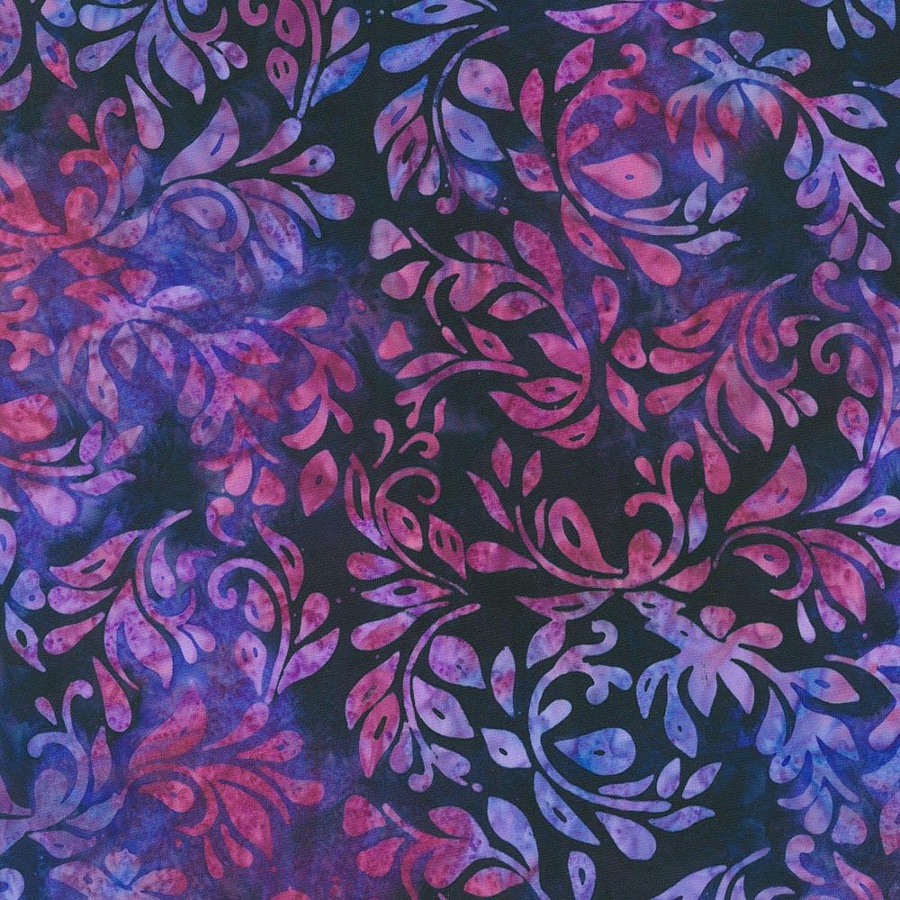 Striated Purple-Turquoise-Green Batik Cotton Fabric