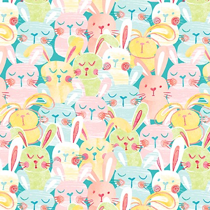 Blank Quilting I'm All Ears 2464 11 Light Blue Stacked Bunnies By The Yard