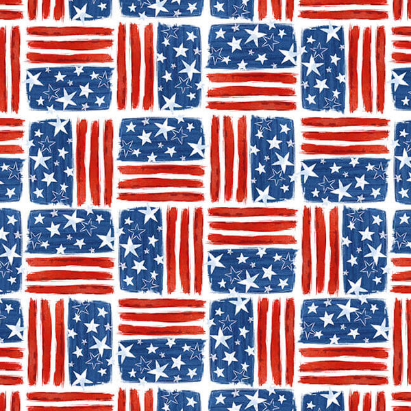 Blank Quilting Fired Up! 2616 88 Red American Flags By The Yard