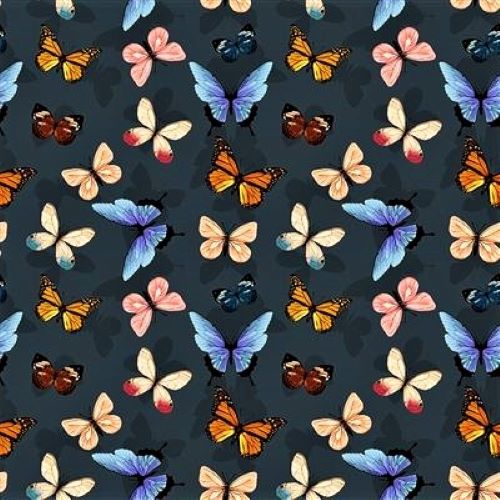 Clothworks Canto Y3230 7 Dark Gray Butterflies By the Yard