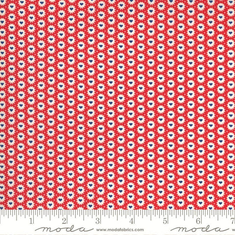 Moda 30's Playtime 33598 18 Scarlet Be Mine Hearts By The Yard