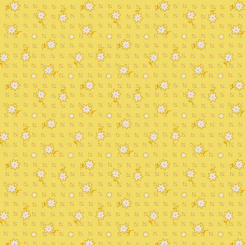 Henry Glass & Co. Nana Mae 6 368 44 Yellow Flower Geometric By The Yard
