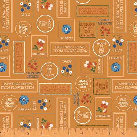Windham Forget-Me-Not 53009 5 Ochre Stamps By The Yard