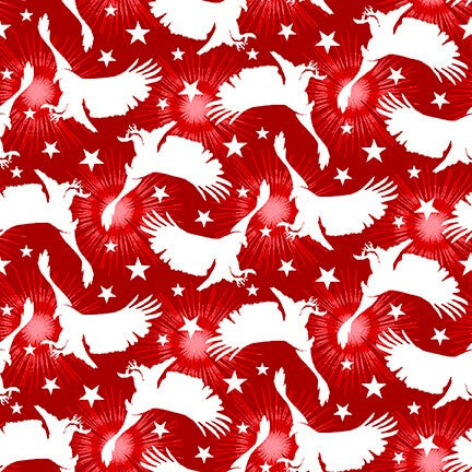 Studio E Stars & Stripes Forever 5830 88 Red Flying Eagles Silhouette By The Yard