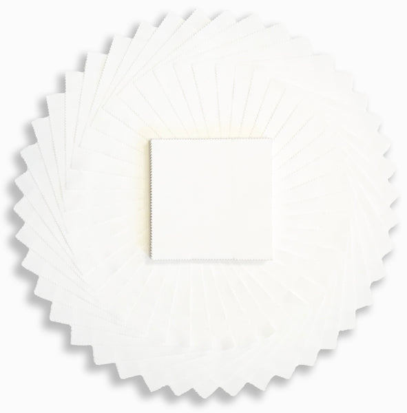 Moda Bella Solids Pre-Cuts Charm Squares 42 Piece 5" Squares 9900PP 98 - White
